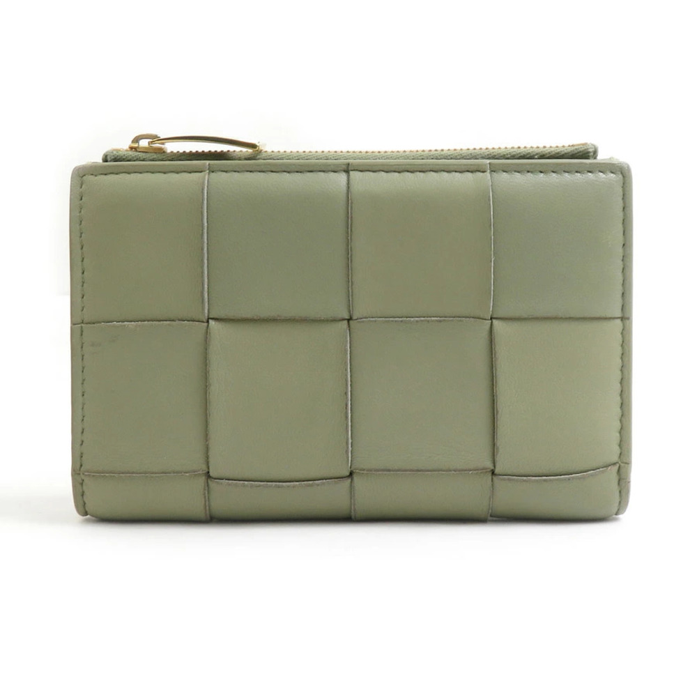 Bottega Veneta bi fold wallet leather green